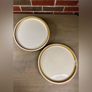 Mikasa Stone Manor F5800 Japan Cream & Brown Round Serving Platter Plate X2